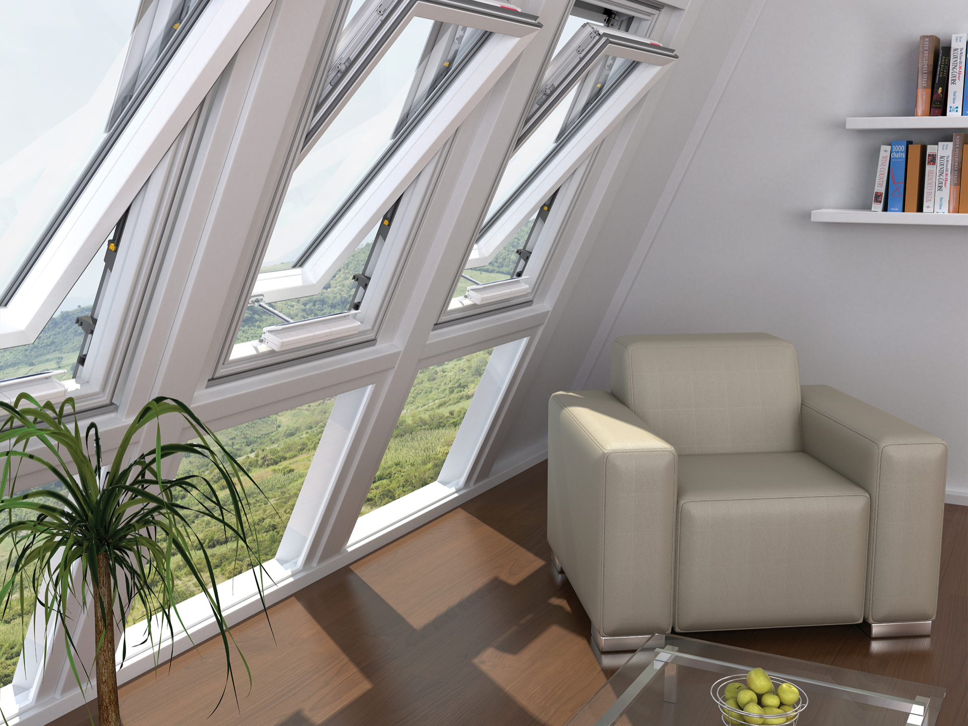 Denní větrání doma v kanceláři nebo v továrně